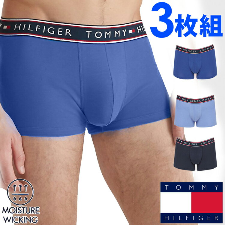 Tommy Hilfiger 【SALE 30%OFF】TOMMY HILFIGER トミーヒルフィガー メンズ 吸湿発散性 コットン ストレッチ ボクサーパンツ 3枚セット ブルー ネイビー トミーフラッグ S M L XL XXL おしゃれ ブランド 大きいサイズ [送料無料] 【あす楽】 [09t4159464]