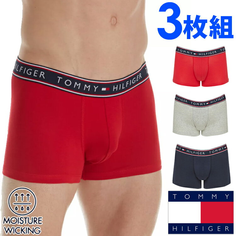 【SALE 30%OFF】TOMMY HILFIGER トミーヒルフィガー メンズ 吸湿発散性 コットン ストレッチ ボクサーパンツ 3枚セット レッド ネイビー グレー トミーフラッグ S M L XL XXL おしゃれ ブランド 大きいサイズ [送料無料] 【あす楽】 [09t4159608]