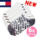 【SALE 20 OFF】TOMMY HILFIGER トミーヒルフィガー レディース 靴下 アンクルソックス 6足セット ホワイト ネイビー アソート トミーフラッグ スニーカーソックス 23.0cm-26.5cm おしゃれ ブランド 大きいサイズ 送料無料 【あす楽】 tvw211ns02001