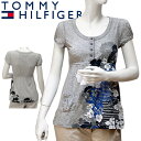 【SALE 20%OFF】TOMMY HILFIGER DENIM トミーヒルフィガー デニム レディース チュニック 花柄 ライトグレー 灰色 [XS S M L XL][半袖Tシャツ ショートスリーブ カットソー][ヨーロッパ仕様][1653520489]大きいサイズ ブランド[5,500円以上で送料無料]