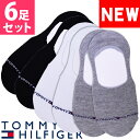 【SALE 20%OFF】TOMMY HILFIGER トミーヒルフィガー レディース 靴下 ソックス 6足セット ブラック トミーフラッグ ホワイト グレー フットカバー [23.0cm-26.5cm] おしゃれ ブランド 大きいサ…