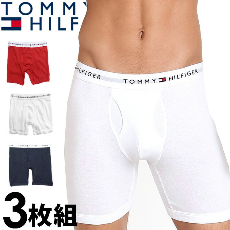 【SALE 30%OFF】TOMMY HILFIGER トミーヒルフィガー メンズ コットン クラシック ボクサーパンツ 3枚セット ネイビー ホワイト レッド トミーフラッグ S M L XL XXL おしゃれ ブランド 大きいサイズ [5,500円以上で送料無料] 【あす楽】 [09te001608]