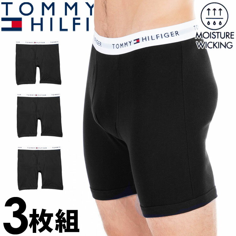 トミーヒルフィガー パンツ メンズ 【SALE 30%OFF】TOMMY HILFIGER トミーヒルフィガー メンズ 吸湿発散性 コットン クラシック ボクサーパンツ 3枚セット ブラック トミーフラッグ S M L XL XXL おしゃれ ブランド 大きいサイズ [5,500円以上で送料無料] 【あす楽】[09te037001]