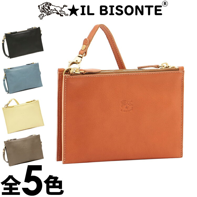 イル ビゾンテ ミニバッグ メンズ 【SALE 30%OFF】IL BISONTE イルビゾンテ ショルダーバッグ クラッチバッグ 3WAY クロスボディバッグ ポーチ パウチ レディース メンズ 5色展開 ブラック ブルー グレー イタリア フィレンツェ ブランド[5,500円以上で送料無料]【あす楽】[bcl022pv]