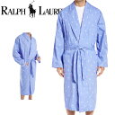 【SALE 30%OFF】POLO RALPH LAUREN ポロ ラルフローレン メンズ コットン 総柄 プリント バスローブ ブルー ポロプレイヤー ガウン おしゃれ ブランド 大きいサイズ [5,500円以上で送料無料] 【あす楽】 [l009zq]