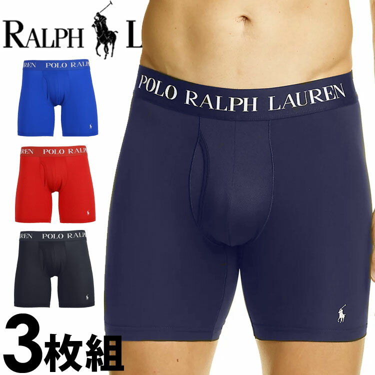 Polo Ralph Lauren 【閉店セール40%OFF】【6/11(火)まで】POLO RALPH LAUREN ポロ ラルフローレン メンズ メッシュ 4D-FLEX ボクサーパンツ 3枚セット ネイビー ブルー レッド polo ロゴ トランクス おしゃれ ブランド 大きいサイズ [l4bbp3arzb]