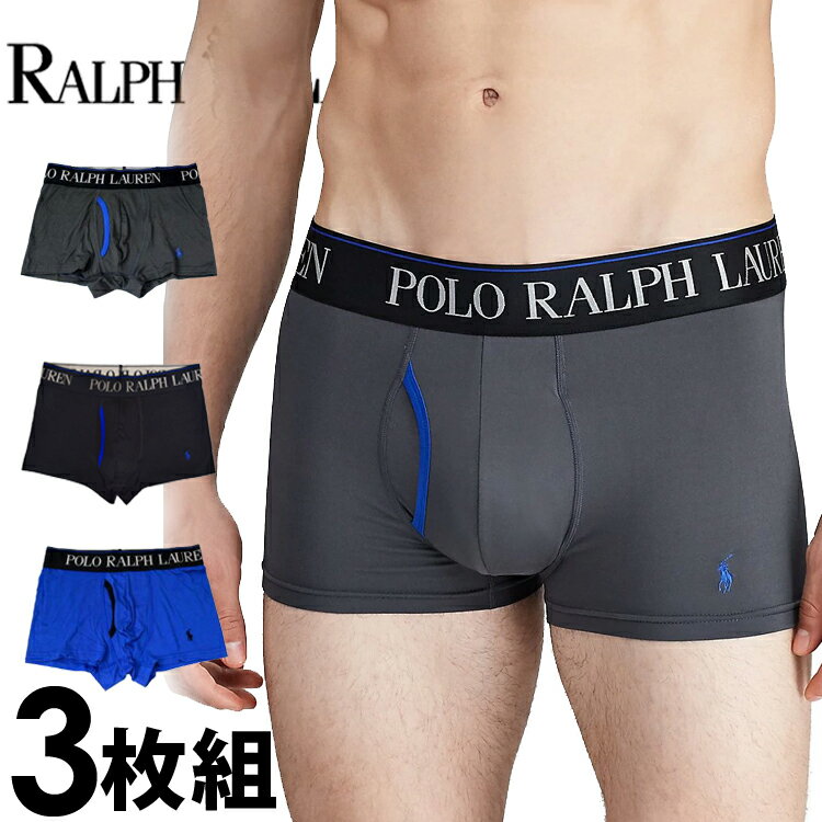 【閉店セール40%OFF】【6/11(火)まで】POLO RALPH LAUREN ポロ ラルフローレン メンズ COOL クール マイクロファイバー ショートボクサーパンツ 3枚セット ブラック グレー ブルー トランクス おしゃれ ブランド 大きいサイズ [lbtrp38zg]