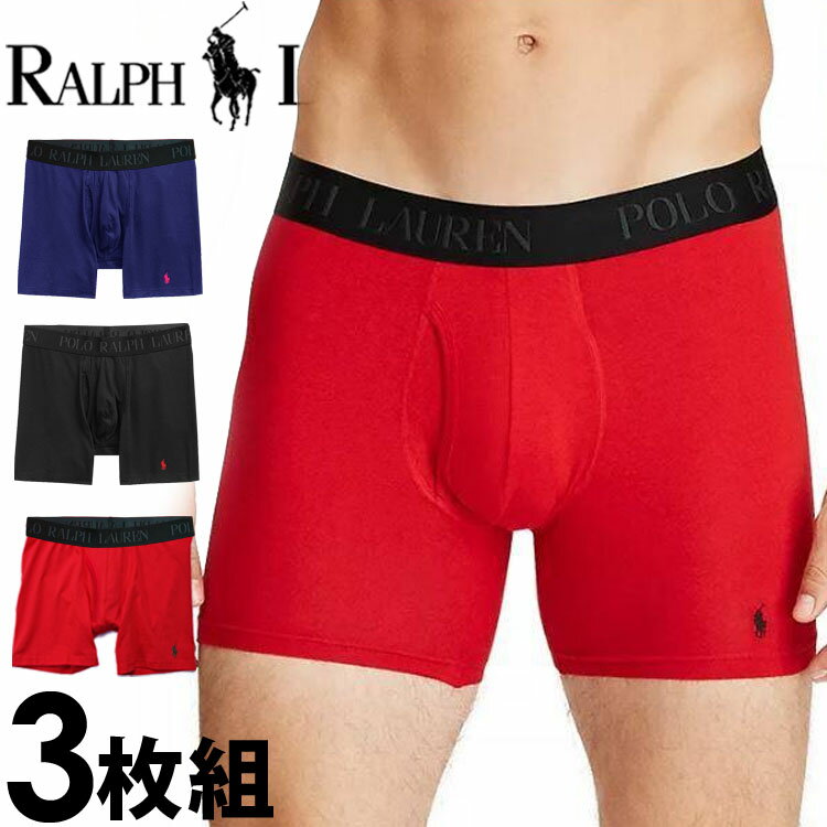 【閉店セール40%OFF】【6/11(火)まで】POLO RALPH LAUREN ポロ ラルフローレン メンズ LUX コットン モダール 4D FLEX ボクサーパンツ 3枚セット ネイビー、レッド、ブルー polo ロゴ トランクス おしゃれ ブランド 大きいサイズ [lfbbp3q7t]