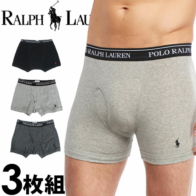 【閉店セール40%OFF】【6/11(火)まで】POLO RALPH LAUREN ポロ ラルフローレン ボクサーパンツ 3枚セットメンズ クラシックフィット [グレー 黒 灰色][ポロ・ラルフローレンボクサーパンツ インナー ルームウエア ブリーフ 下着][RCBBP3 LCBB]