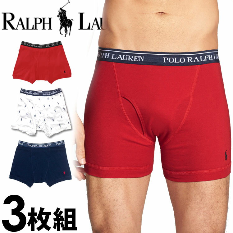 Polo Ralph Lauren 【閉店セール40%OFF】【6/11(火)まで】POLO RALPH LAUREN ポロ ラルフローレン メンズ クラシックフィット ボクサーパンツ 3枚セット 紺アソート[ネイビー 白 赤][ インナー ルームウエア ブリーフ 下着]大きいサイズ ブランド[RCBBP3/LCBB]