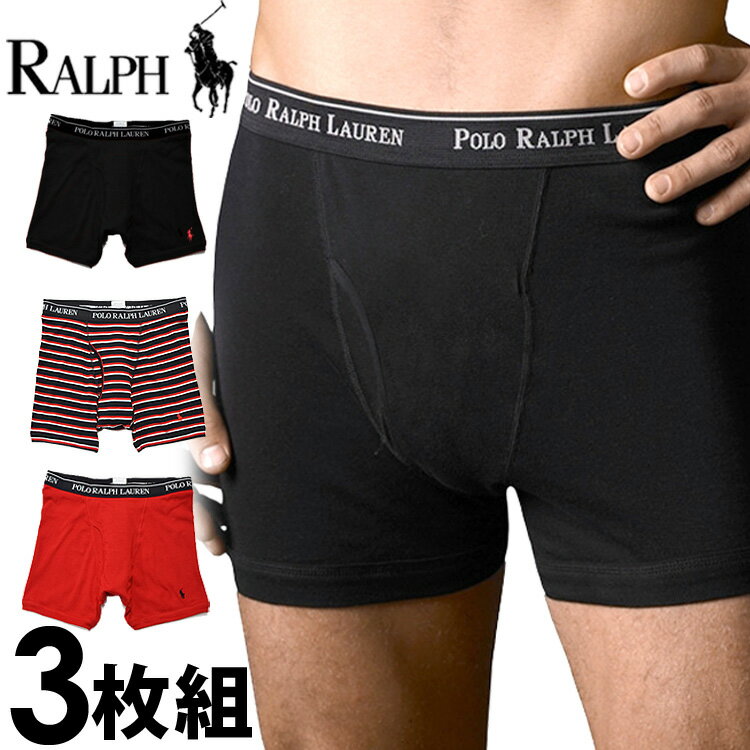 【SALE 30%OFF】POLO RALPH LAUREN ポロ ラルフローレン メンズ クラシックフィット ボクサーパンツ 3枚セット ブラック レッド ストライプ ロゴ polo トランクス S M L XL おしゃれ ブランド 大きいサイズ [5,500円以上で送料無料] 【あす楽】[RCBBP3/LCBB/RS71u1o]