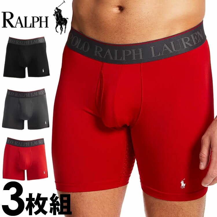 ポロ ラルフローレン ボクサーパンツ メンズ 【閉店セール40%OFF】【6/11(火)まで】POLO RALPH LAUREN ポロ ラルフローレン メンズ メッシュー 4D FLEX AIR ロング丈 ボクサーパンツ 3枚セット レッド ブラック グレー polo ロゴ トランクス おしゃれ ブランド 大きいサイズ [l5lbp3rp02]