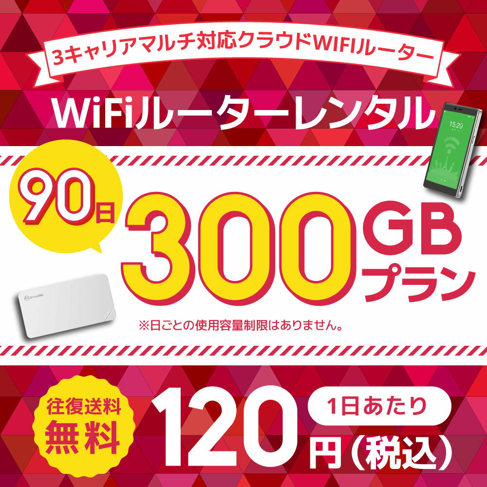 【往復送料無料】WiFiレンタル クラウドWIFIルーター 90日300GB レンタルプラン