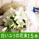母の日 【輪数60輪前後】白のユリ15本の花束 【楽ギフ_メッセ入力】【フラワーギフト】【お歳暮】 ギフト 贈り物 プレゼント お祝い お供え