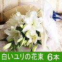 母の日 ゆりの花束 輪数24輪前後 白いゆり ホワイト 6本 送別会 贈り物 ユリ 百合 ギフト プレゼント お祝い フラワーギフト