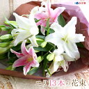 母の日 ゆりの花束 輪数52輪前後 色が選べる ピンク ホワイト ミックス 13本 送別会 贈り物【楽ギフ_メッセ入力】【フラワーギフト】 ユリ 百合 ギフト ...