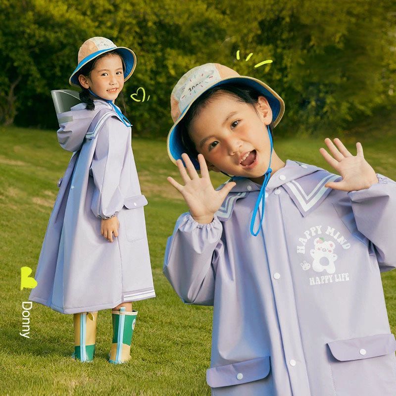 送料無料 キッズレインコート ロング レインウェア 子供用 女の子 男の子 入学 入園 小学生 防水 レインパー レインスーツ 自転車 おしゃれ 雨具 カッパ 通学 移動教室 運動会 遠足 林間学校