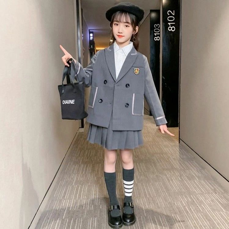 フォーマルスーツ 女の子 スーツ キッズ 子供服 2点セット 長袖 上下セット スカート ジャケット 小学生 卒業式 発表会 七五三 演奏会 結婚式 上品 可愛い お受験 面接 韓国風 普段着