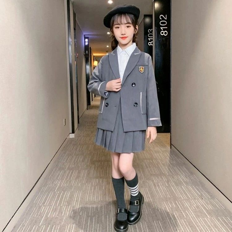 フォーマルスーツ 女の子 スーツ キッズ 子供服 2点セット 長袖 上下セット スカート ジャケット 小学生 卒業式 発表会 七五三 演奏会 結婚式 上品 可愛い お受験 面接 韓国風 普段着