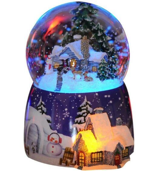 クリスマスミュージカルスノードームオルゴール回転可能な発光自動スノーオルゴール優れた誕生日ギフト