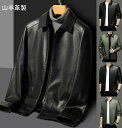 レザージャケット 革ジャン 本革ジャケット メンズ 山羊革 立襟/折襟 秋薄手/冬裏起毛 ブルゾン シープスキンジャケット 羊革アウター 春秋用 冬用 通勤 カ...