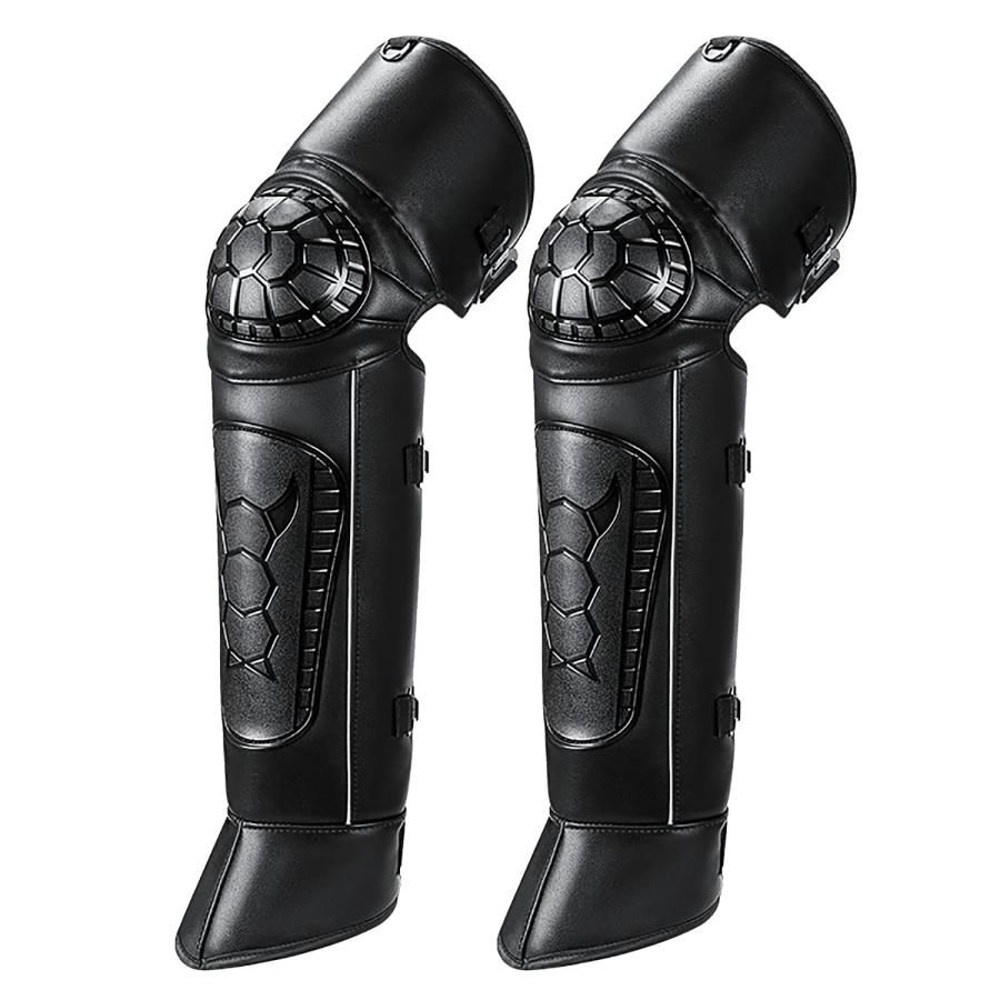 バイク用 レッグウォーマー レッグカバー ロング 膝プロテクター PU素材 防風 防水 防寒 膝あて 冬 暖かい 裏起毛 保温サポーター 軽量 ずれない スクーター サ