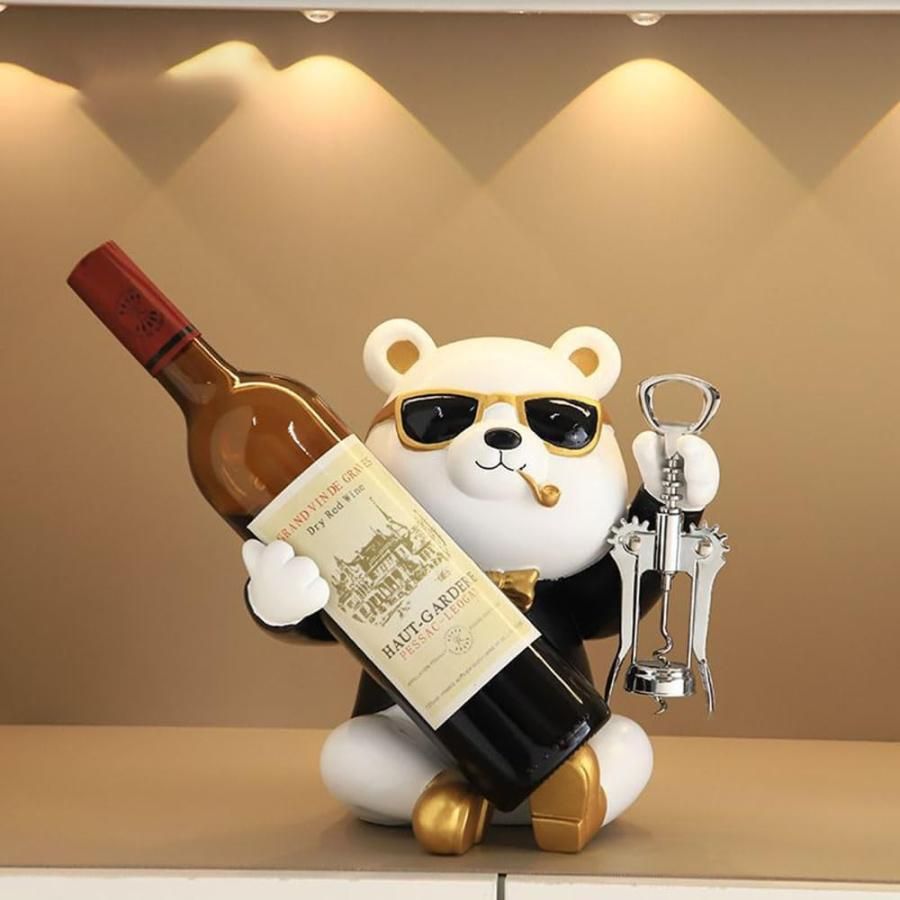 【2024新登場】酒ボトル陳列棚，可愛い置物あるア ワイン収納 ワイン シャンパン ーションボトル スタイリッシュ アニマル ワインボトルホルダー 飾り物 動物の