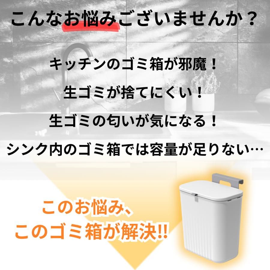 ゴミ箱 キッチン 壁掛け 9L 広口 蓋付き ぶら下げ 生ごみ 台所 洗面所 臭わない コンパクト 引っかける