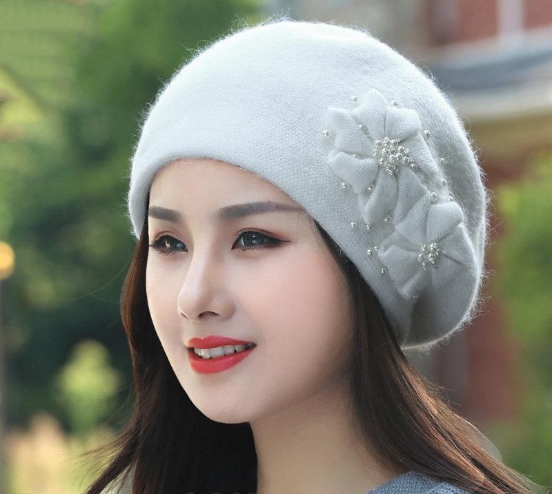 帽子 レディース ベレー帽 秋 冬 ニット 花 キャップ 小顔効果 防寒対策 ふわふわ 暖かい 形崩れしない 締め付けゼロ ハット 母の日 プレゼント プレゼント ギフト