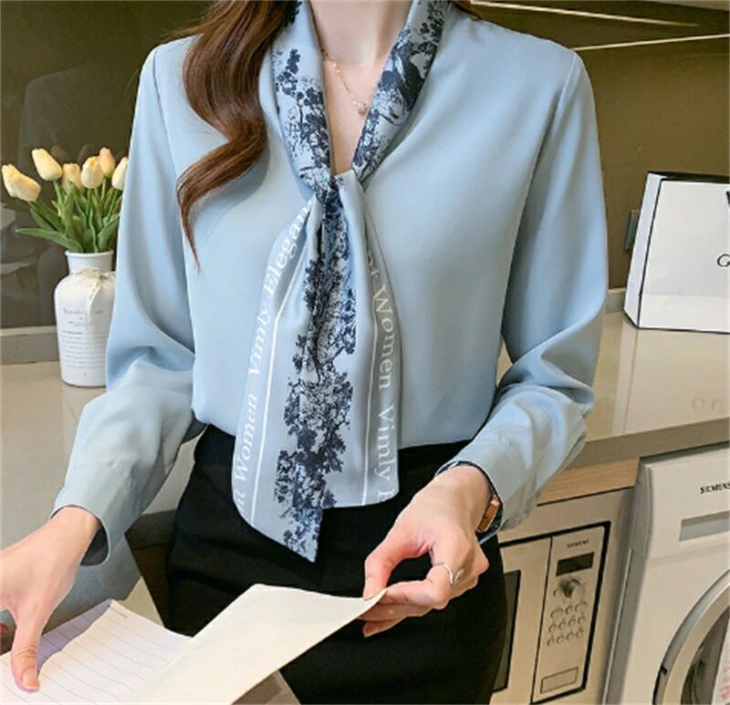 ブラウス レディース きれいめ 40代 春夏秋新作 オシャレブラウス シフォン シルク風 プリントシャツ リボンネック 長袖トップス 大人 通勤OL ゆったり シャツ30代 50代 韓国風