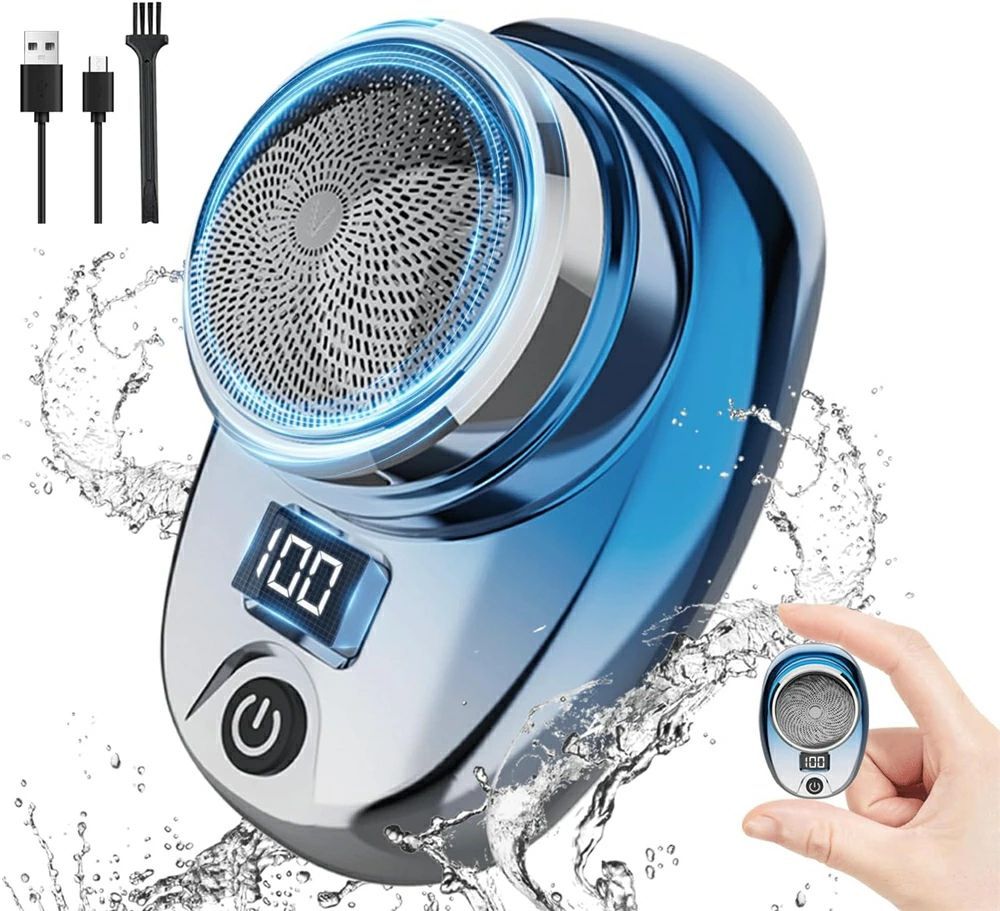小型電動シェーバー 電動シェーバー 電気シェーバー 6枚刃 回転式 ミニ シェーバー 深剃り 携帯髭剃り 水洗い可 軽量 USB Typc-C急速充電 LEDディスプレイ表示 携帯用 旅行用 出張用 持ち運び便利 外出先や 車内常備 父の日 プレゼント