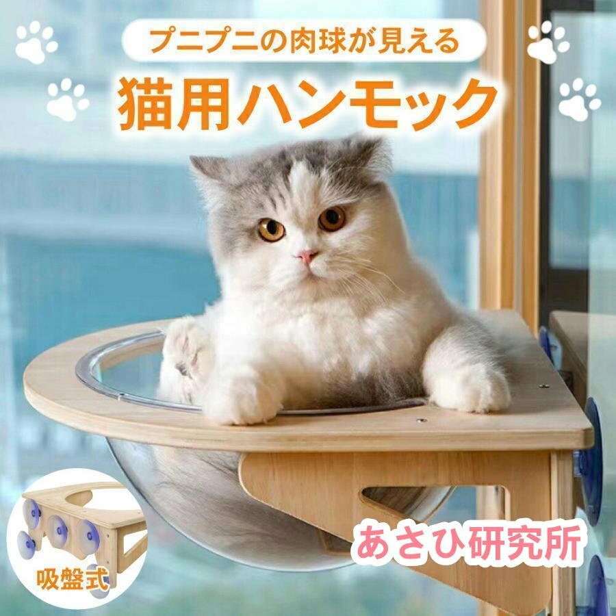 楽天calico mart猫用 ハンモック 窓 宇宙船型 猫ベッド 強力吸盤 半球 透明 窓 壁 クリアボウル 半球 取り付けタイプ 吸盤ハンモック 耐荷重20kg 頑丈 キャットベッド