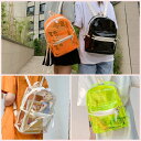 5色リュックレディースバッグ大容量ビニール透明鞄カバンバックパッククリアバッグおしゃれ夏バックリュックサックトレンド個性的カジュアル蛍光カラーカジュアルA4縦大人可愛いユニークブラックグリーン緑黒オレンジ旅行韓国ファッション