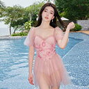 ワンピース 水着 レディース プール ビーチ 海水浴 夏 サマー リトルピンク バックレス レディース 夏 海辺 薔薇 ローズ バケーション レース スカート ワイヤー ギャザー スリム