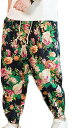 【20%OFFクーポン〜】花柄 サルエルパンツ メンズ リネン ワイドパンツ 薄手 大きいサイズ M~5XL ゆったり バギー 通気 ロング アラジンパンツ エ...