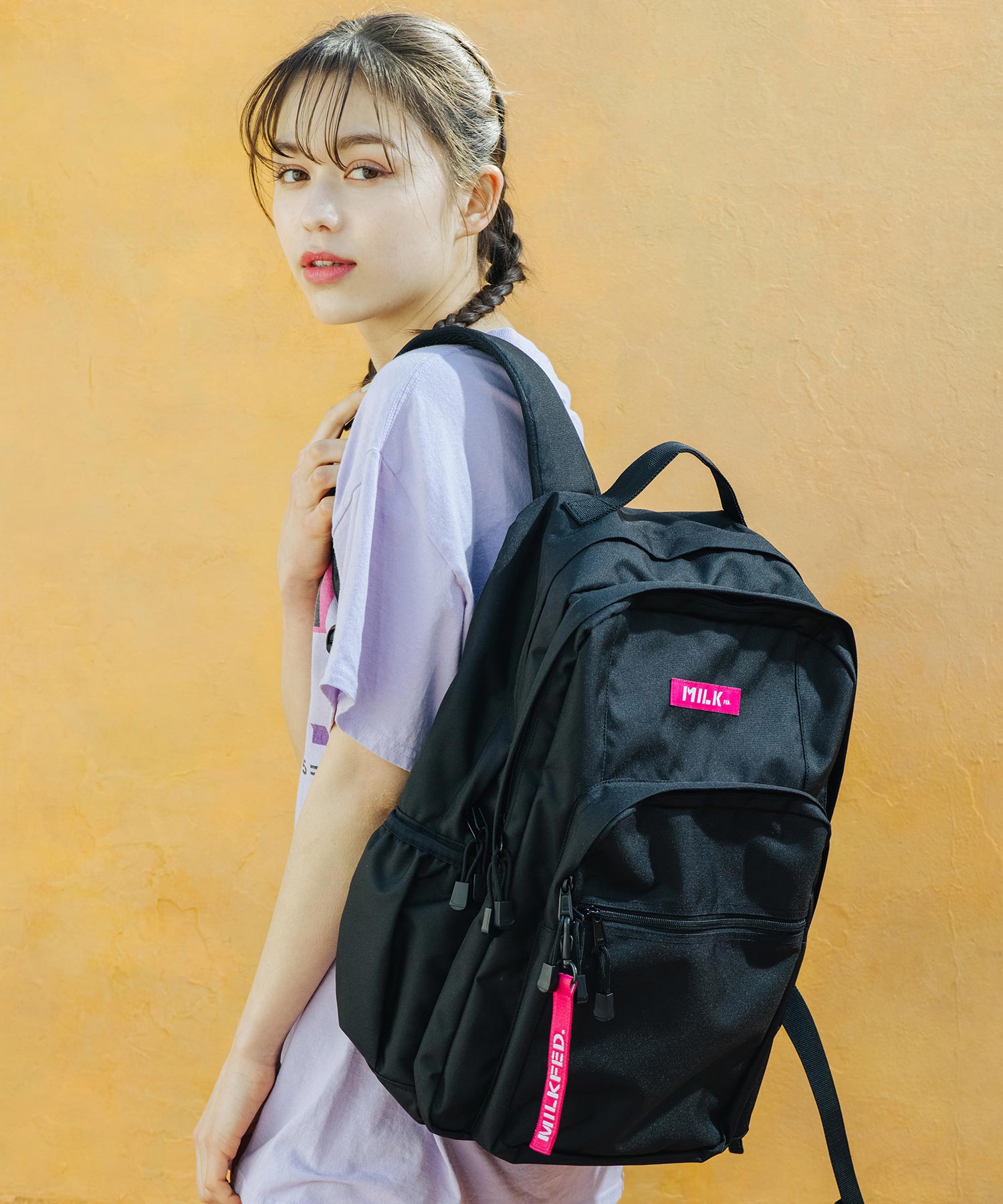 SALE セール 【公式】MILKFED. ミルクフェド W ZIP OUTPOCKET BACKPACK リュック バックパック 通学 通勤 普段 アウトドア 定番 バッグ プレゼント ギフト ロゴ