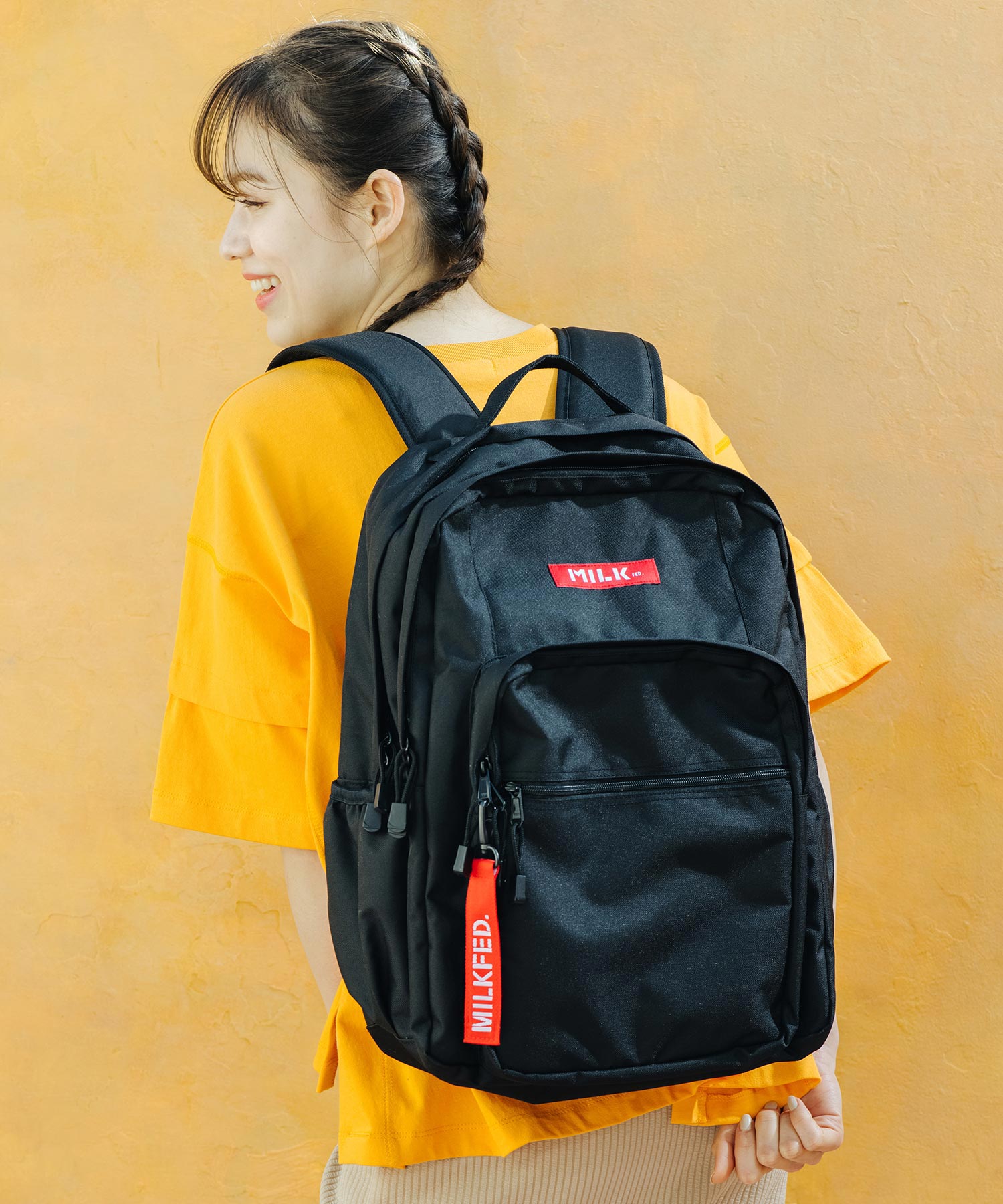 SALE セール 【公式】MILKFED. ミルクフェド W ZIP OUTPOCKET BACKPACK リュック バックパック 通学 通勤 普段 アウトドア 定番 バッグ プレゼント ギフト ロゴ