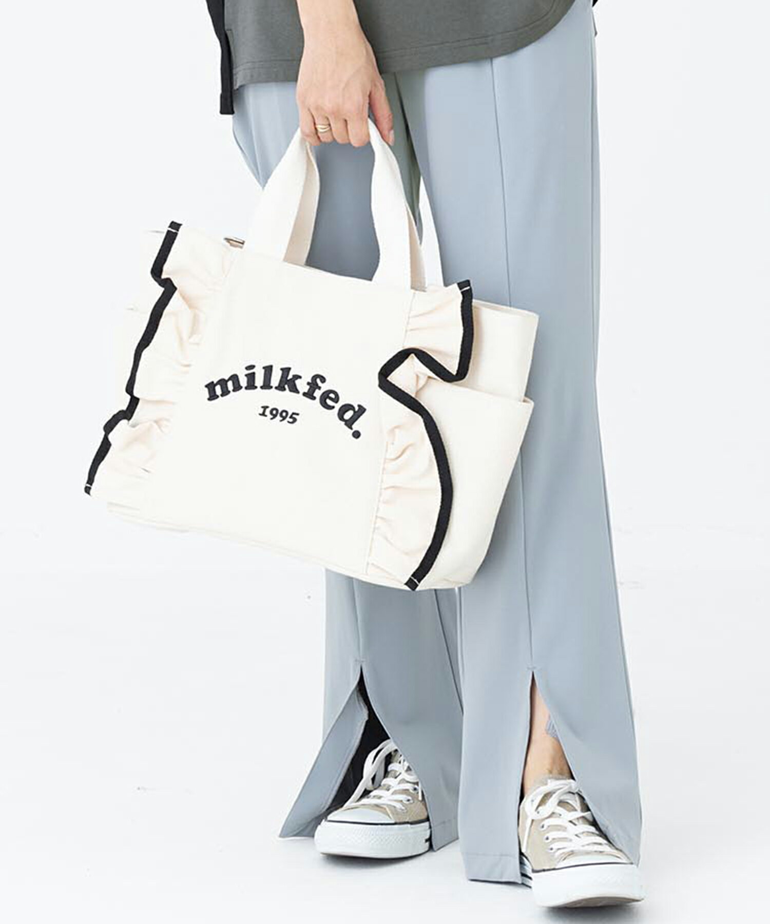 SALE セール 【公式】MILKFED. ミルクフェド RUFFLE BAG ショルダーバッグ フリル トート 2WAY 斜めがけ トート バッグ 鞄 カバン バッグ ロゴ レディース