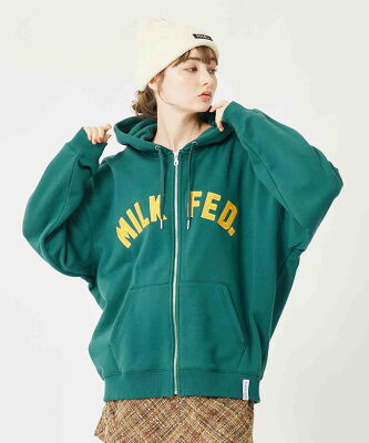 【公式】MILKFED. ミルクフェド ARCH LOGO ZIP UP HOODIE ジップパーカー フーディー フロントロゴ スウェット レディース トップス 上着 おしゃれ 人気 贈り物 ギフト プレゼント