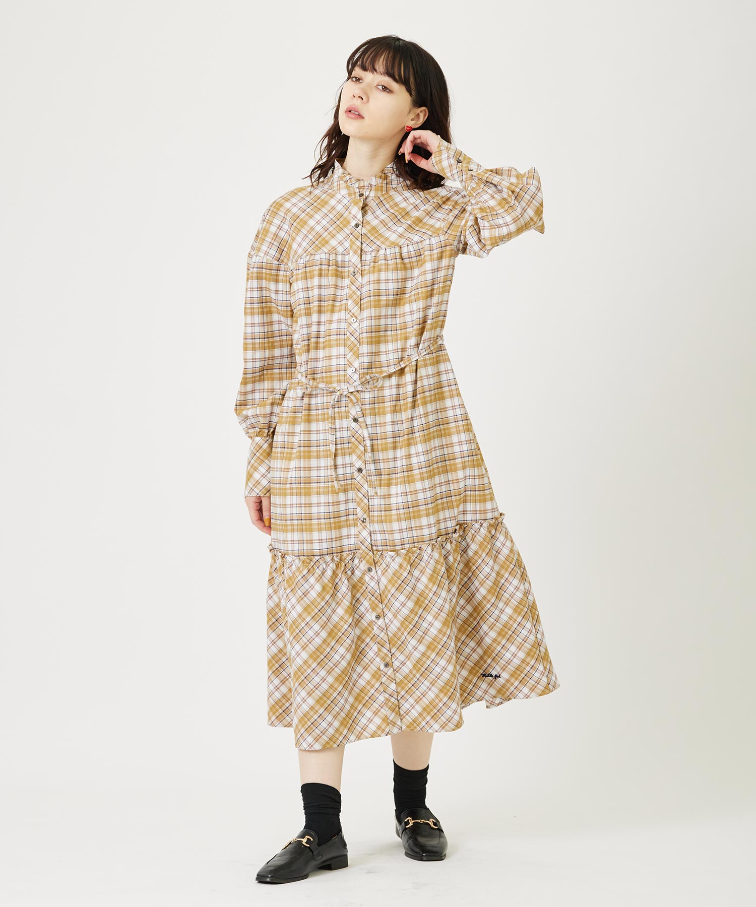 特価【OFF】楽天スーパーSALE【公式】MILKFED. ミルクフェド PLAID DRESS ワンピース ロングワンピース チェック 柄 フリル マキシ シ...