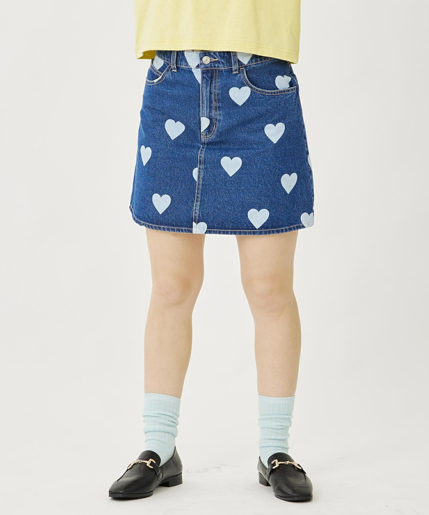 ڸMILKFED. ߥ륯ե HEART PRINTED DENIM SKIRT ߥ˥ ǥ˥ॹ