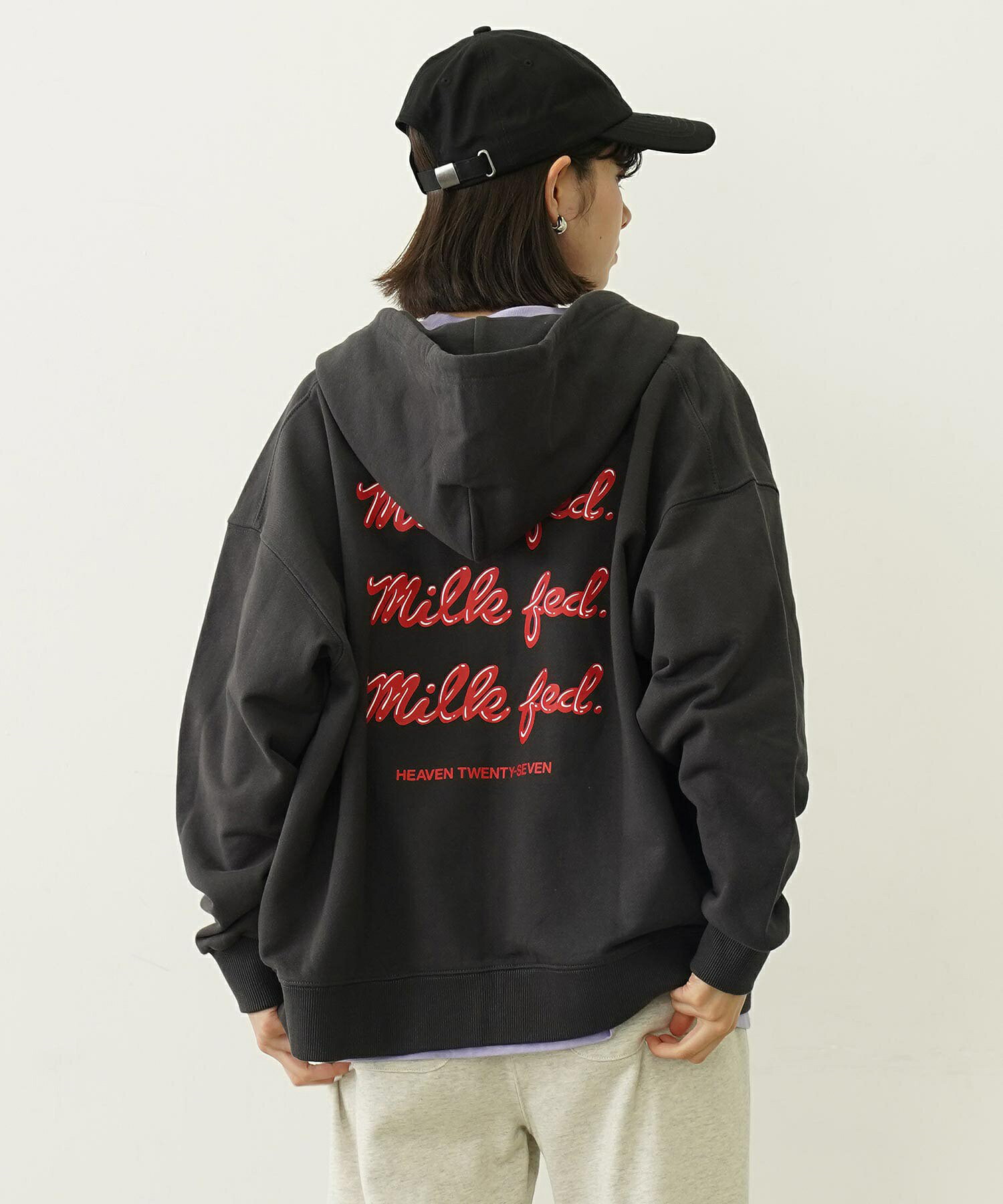 【公式】MILKFED. ミルクフェド EXTENDED ICING LOGO ZIP UP HOODIE パーカー