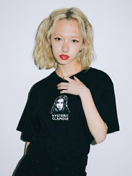 【公式】X-girl エックスガール X-girl × HYSTERIC GLAMOUR ヒステリックグラマー FACE S/S TEE Tシャツ 半袖 レディース SS トップス ロゴ コラボ