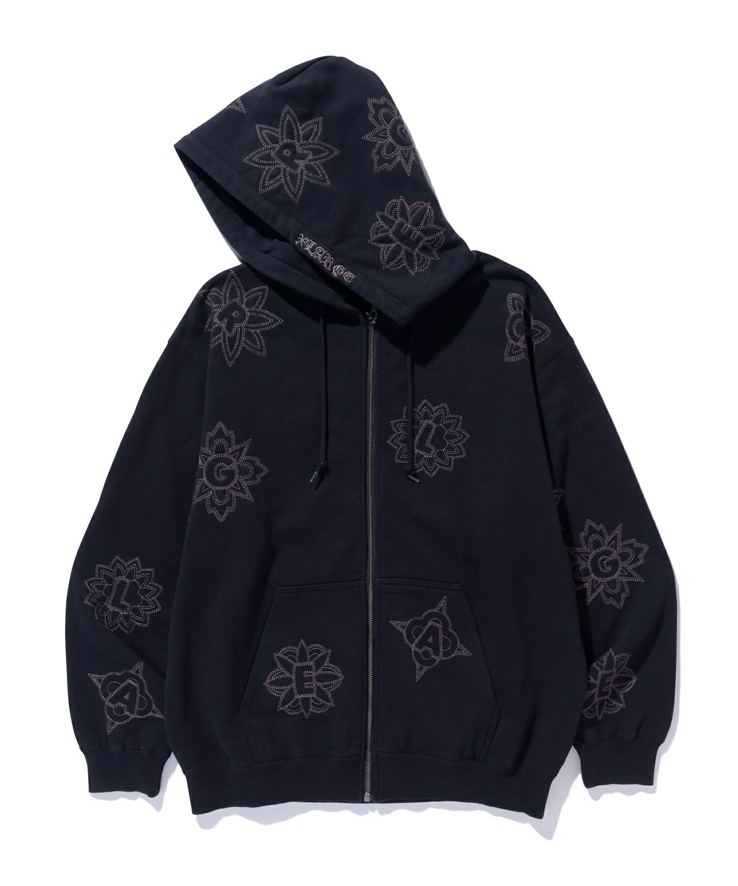【公式】XLARGE エクストララージ ALLOVER EMBROIDERY ZIP UP HOODED SWEATSHIRT ジップパーカー パーカー