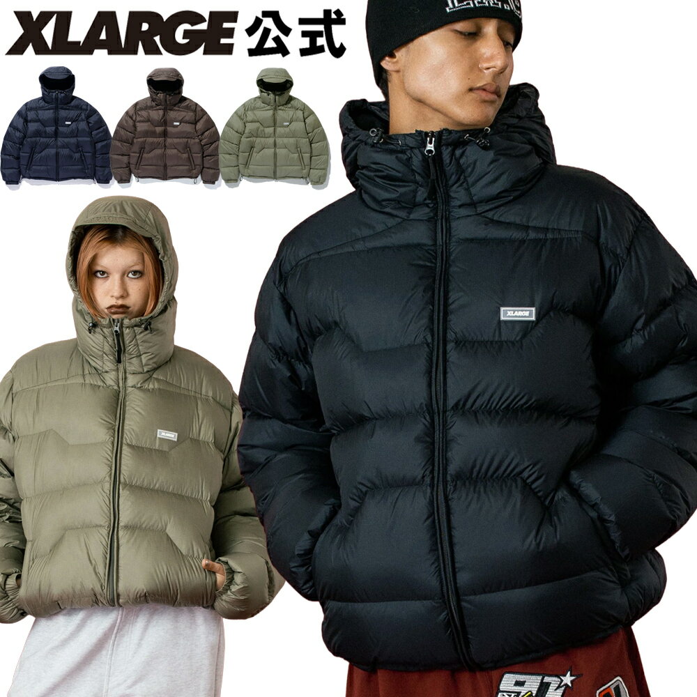 【公式】XLARGE エクストララージ RIPSTOP HOODED DOWN JACKET ダウンジャケット アウター リップストップ フーディー ジャケット ダウン ファッション ストリート 裾ドローコード 軽量 オリジナルキルティングステッチ 防寒