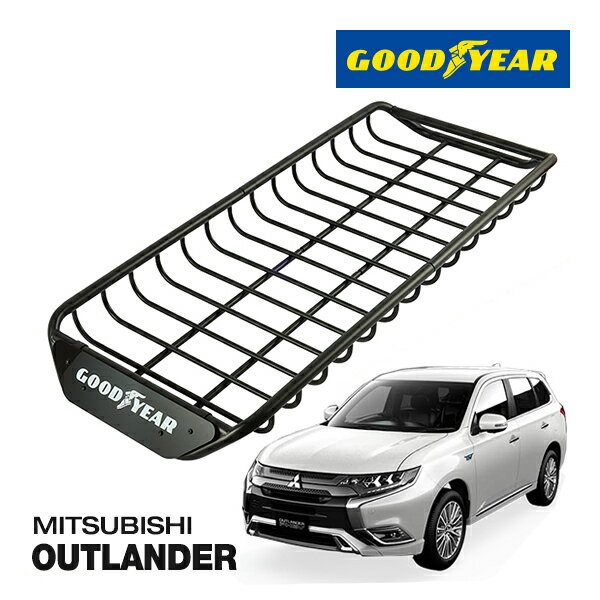 【GOODYEAR 正規品】スチール ルーフラック SKINNY PRO ルーフキャリア ルーフバスケット GOODYEARロゴ入 マットブラック サンドブラスト 内寸サイズ 118cm×54.6cm×9cm 耐荷重75kg ベースキャリア装着車両 三菱 アウトランダーPHEV