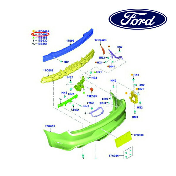 フォード純正 リアバンパー サイドブラケット サイドステー 左側 LH 運転席側 FR3Z17D943F 15y- マスタング
