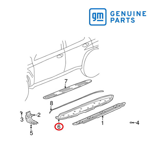 【GM/ジーエム純正品】 サイドステップ ランニングボード パッド&カバー 左側 03-07y トレイルブレイザー 15175992
