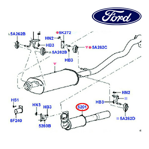 フォード純正 リア エギゾースト パイプ テールパイプ 7L7Z-5201-BA 07-09y ナビゲーター