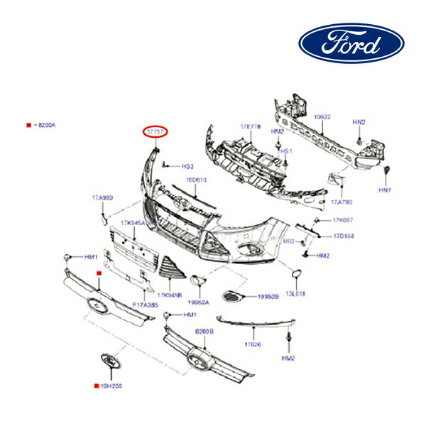 【FORD/フォード純正品】 バンパーフェース フロント 12-14y フォーカス BM5Z17757AD